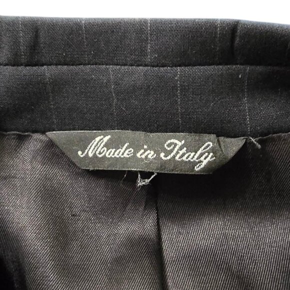 Adolfo Black Pinstripe Italian Super 120s Wool Single Breasted Blazer Sz 46R - Picture 6 of 12